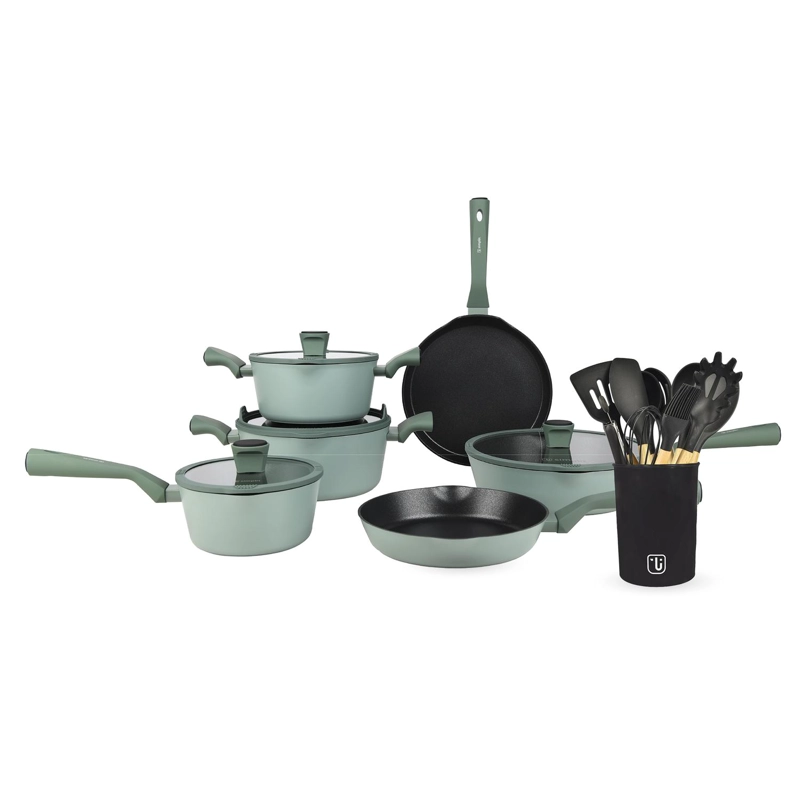 BATERIA DE COCINA LUCCA + SET 12 UTENSILIOS NEGRO SIMPLIT - 1