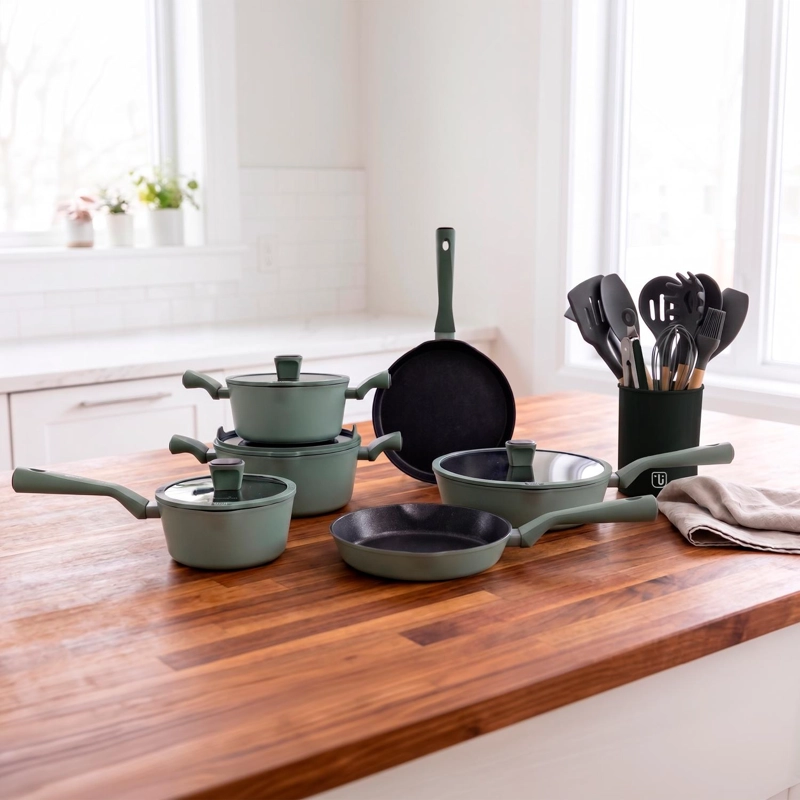 BATERIA DE COCINA LUCCA + SET 12 UTENSILIOS NEGRO SIMPLIT - 2