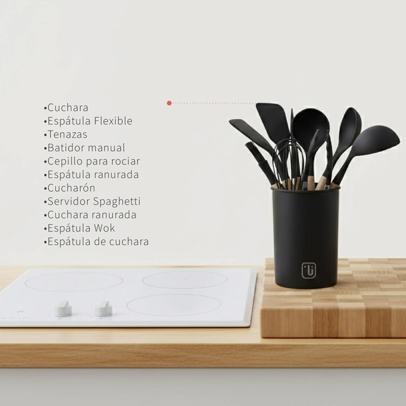 BATERIA DE COCINA LUCCA + SET 12 UTENSILIOS NEGRO SIMPLIT - 6