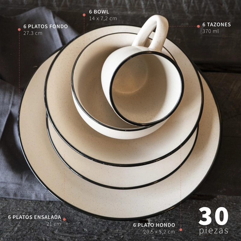 JUEGO DE LOZA 30PCS OPORTO + CUCHILLERIA 24PCS PARIS - 3