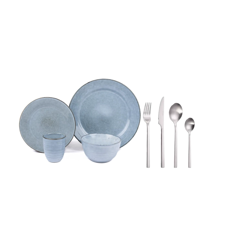 JUEGO DE LOZA 24PCS AMALFI + CUCHILLERIA 24PCS CERDEÑA - 1