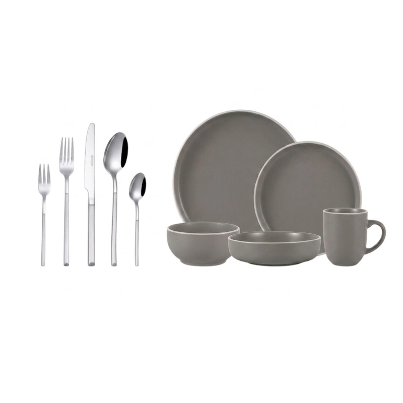 JUEGO DE LOZA 30PCS BRUSELAS + CUCHILLERIA 30PCS PUGLIA - 1