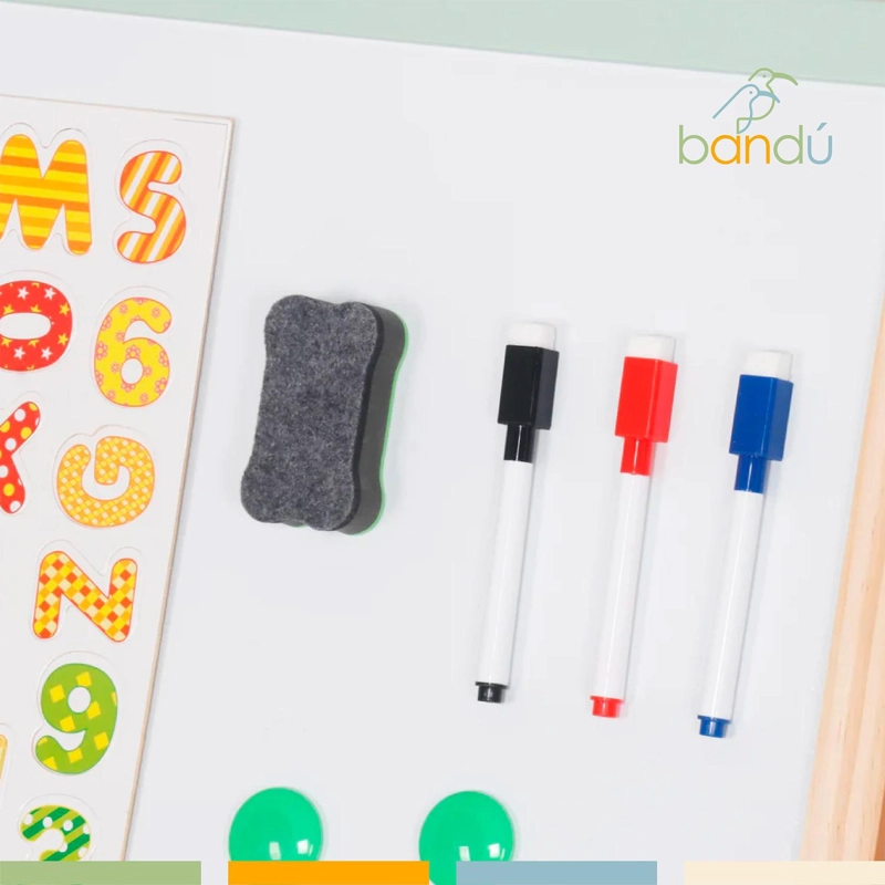 PIZARRA INFANTIL MADERA 2 EN 1 MAGNE TICA DOBLE CARA BANDU - 5