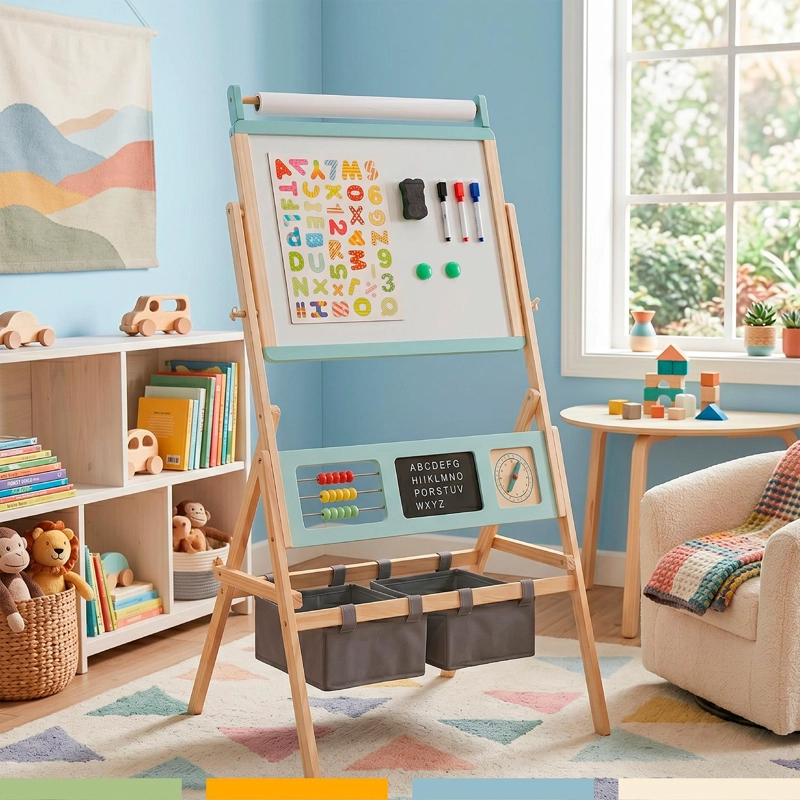 PIZARRA INFANTIL MADERA 2 EN 1 MAGNE TICA DOBLE CARA BANDU - 7