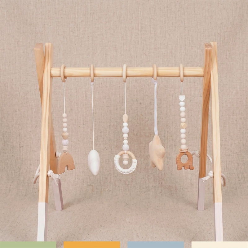 GIMNASIO MADERA BEBE  MONTESSORI JUGUETES COLGANTES BANDU - 2