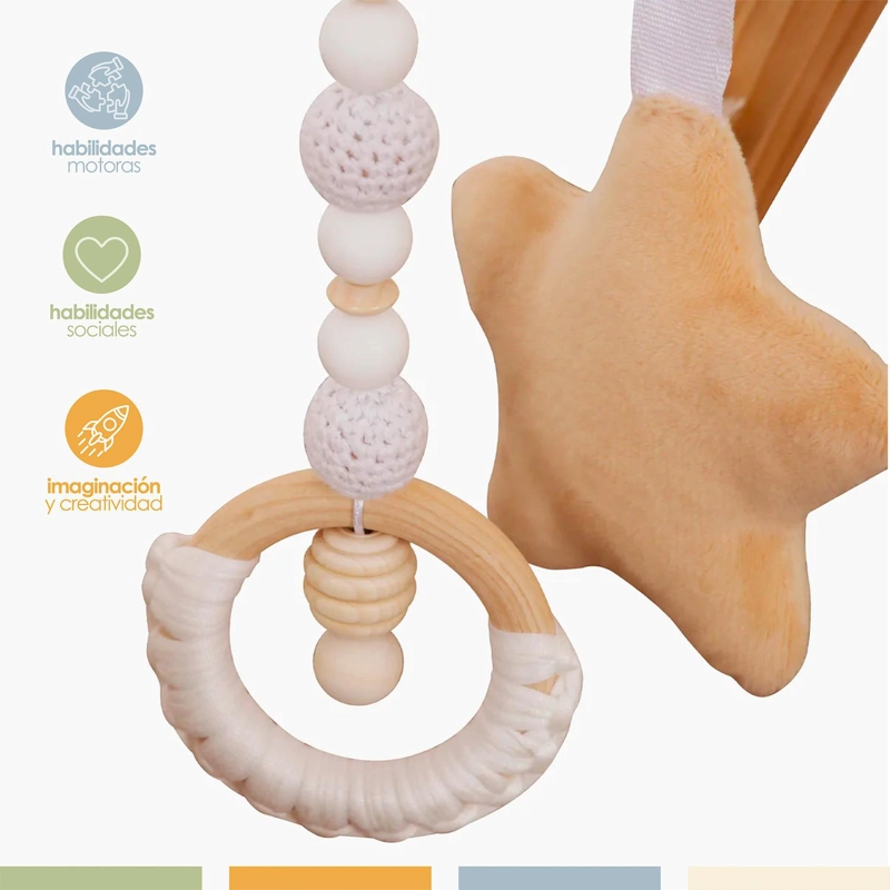 GIMNASIO MADERA BEBE  MONTESSORI JUGUETES COLGANTES BANDU - 3