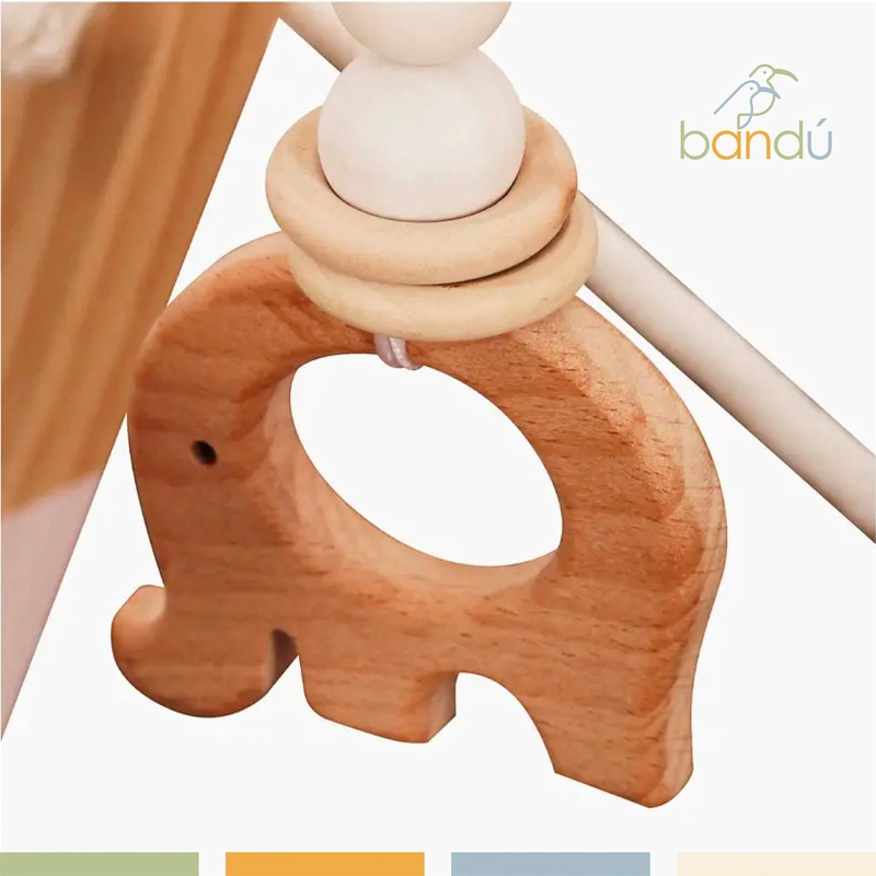 GIMNASIO MADERA BEBE  MONTESSORI JUGUETES COLGANTES BANDU - 4