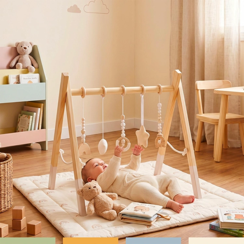 GIMNASIO MADERA BEBE  MONTESSORI JUGUETES COLGANTES BANDU - 6