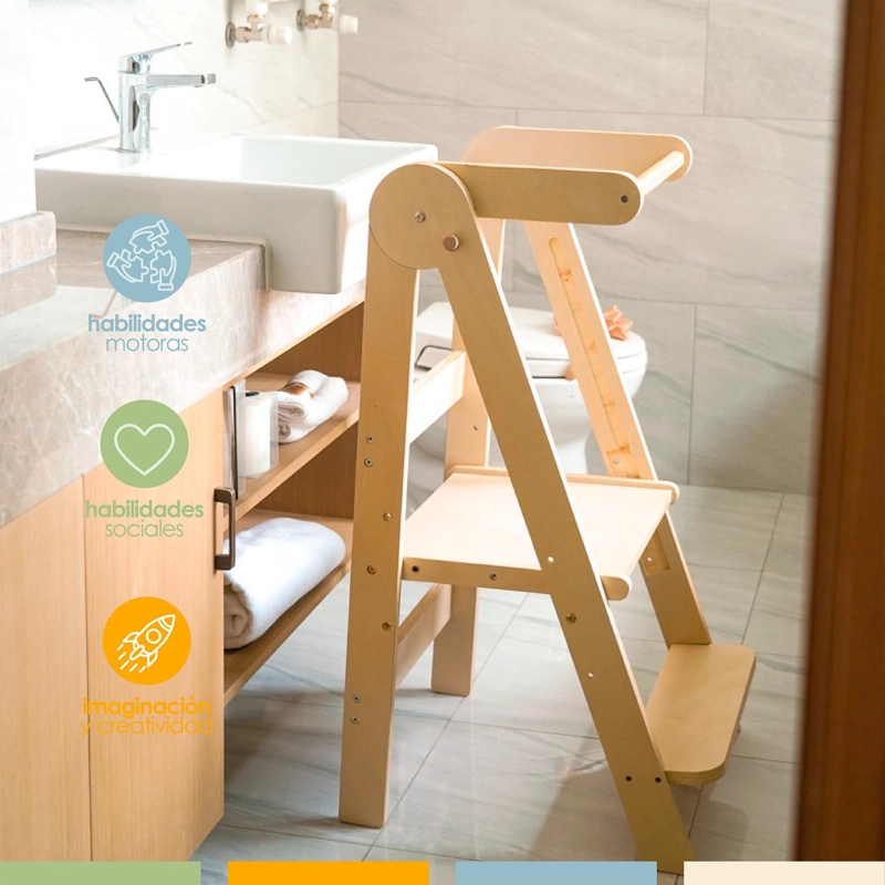 TORRE APRENDIZAJE MONTESSORI MADERA PLEGABLE 3 NIVELES BANDU - 3