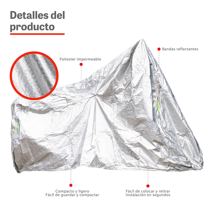CARPA FUNDA CUBRE MOTO IMPERMEABLE PREMIUM CON FELPA XROAD - 4
