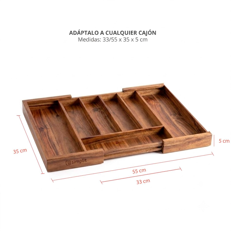 ORGANIZADOR CUBIERTOS EXPANDIBLE MADERA ACASIA OSLO SIMPLIT - 3