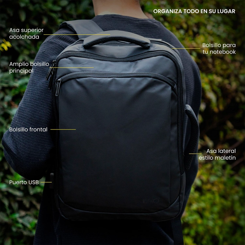 MOCHILA NOTEBOOK EJECUTIVA PRIME LITE IMPERMEABLE 18L LEVO - 4