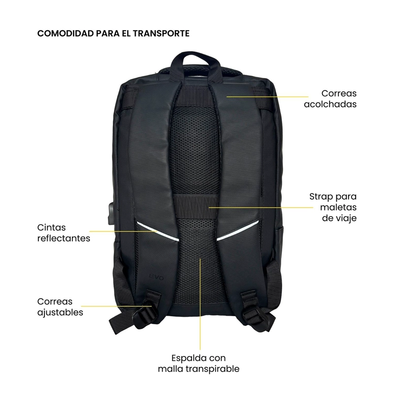 MOCHILA NOTEBOOK EJECUTIVA VELAR LITE IMPERMEABLE 18L LEVO - 4