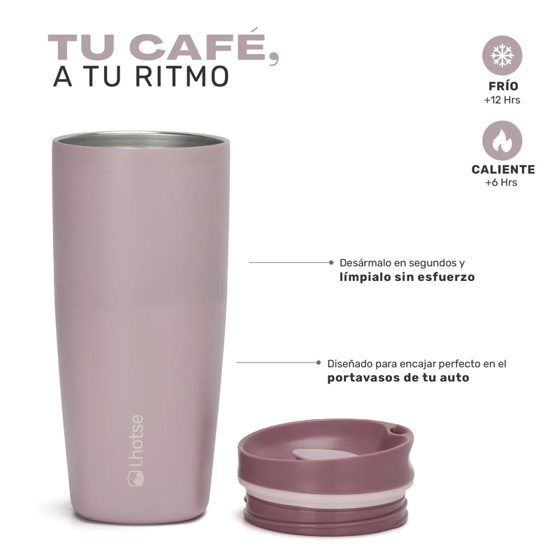 VASO MUG TE RMICO AGUA CAFE  TERMICUP 590 ML ACERO INOX LHOTSE - 5