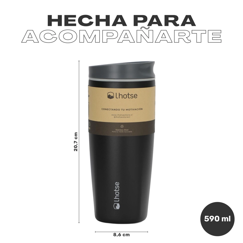 VASO MUG TE RMICO AGUA CAFE  TERMICUP 590 ML ACERO INOX LHOTSE - 6