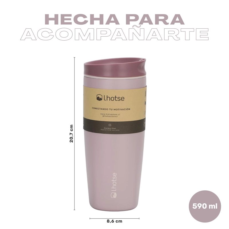 VASO MUG TE RMICO AGUA CAFE  TERMICUP 590 ML ACERO INOX LHOTSE - 6