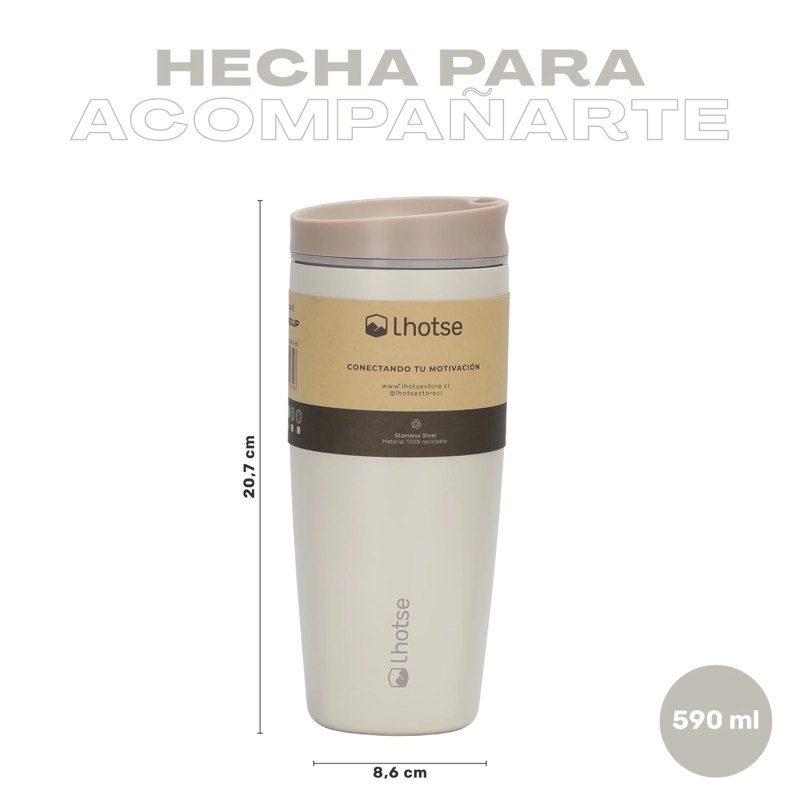 VASO MUG TE RMICO AGUA CAFE  TERMICUP 590 ML ACERO INOX LHOTSE - 6