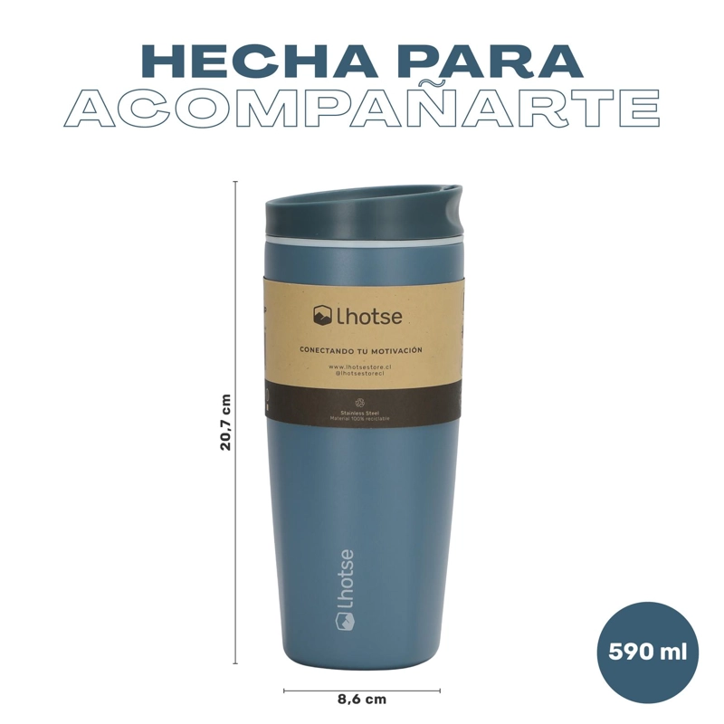 VASO MUG TE RMICO AGUA CAFE  TERMICUP 590 ML ACERO INOX LHOTSE - 6