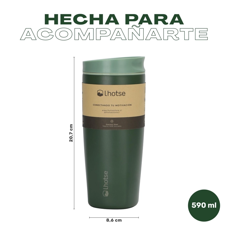 VASO MUG TE RMICO AGUA CAFE  TERMICUP 590 ML ACERO INOX LHOTSE - 6
