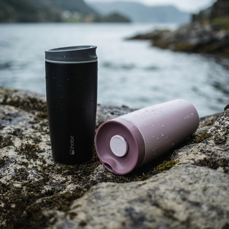 VASO MUG TE RMICO AGUA CAFE  2X TERMICUP 590 ML BLACK + PINK - 2