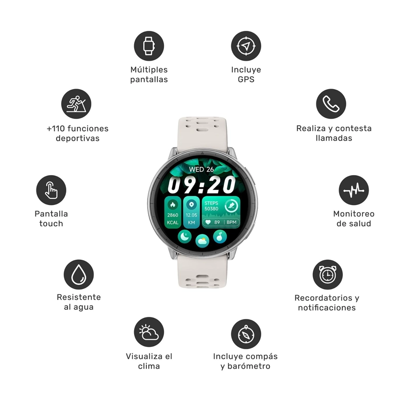 RELOJ SMARTWATCH GPS SHAR T1 43,5MM BLACK LHOTSE - 7