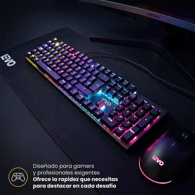 TECLADO GAMER NOVABLADE RED SWITCH MECANICO ESPAÑOL RGB LEVO - 2