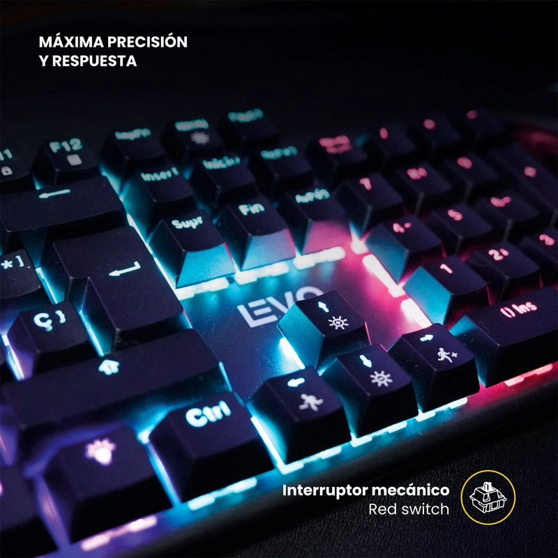 TECLADO GAMER NOVABLADE RED SWITCH MECANICO ESPAÑOL RGB LEVO - 3