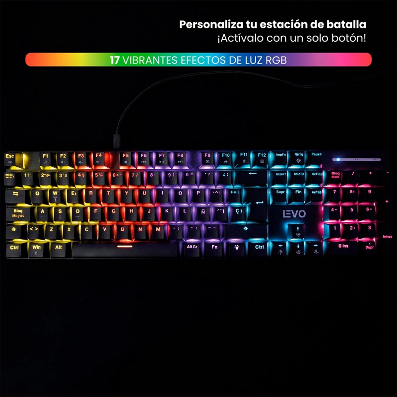 TECLADO GAMER NOVABLADE RED SWITCH MECANICO ESPAÑOL RGB LEVO - 6