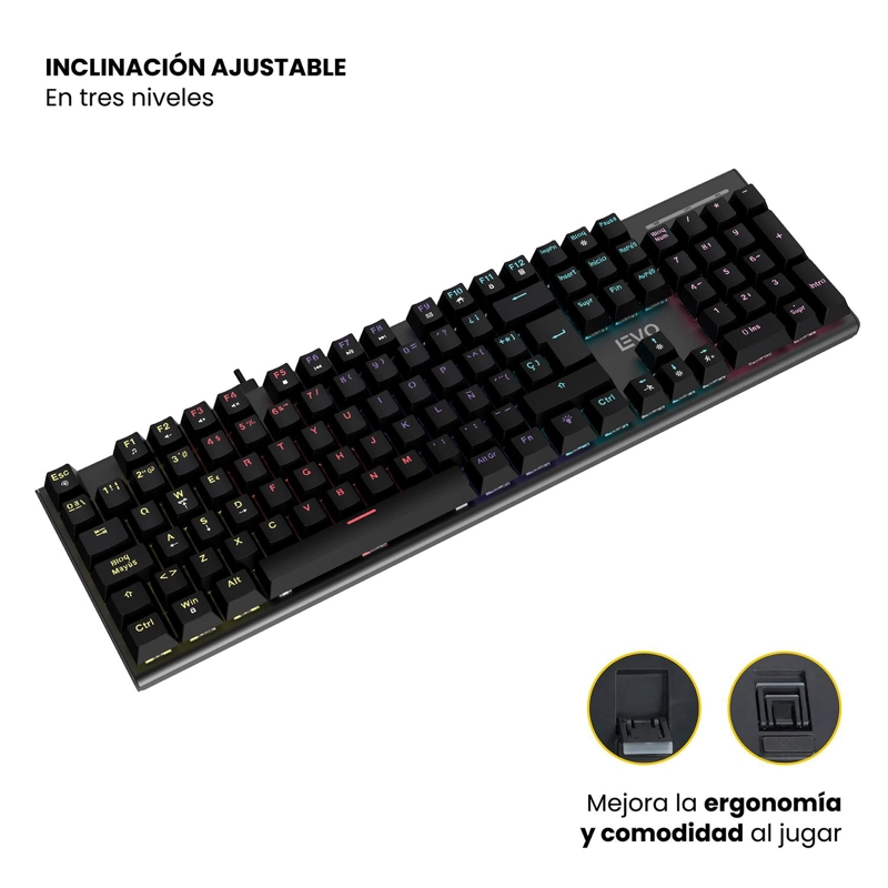 TECLADO GAMER NOVABLADE RED SWITCH MECANICO ESPAÑOL RGB LEVO - 7