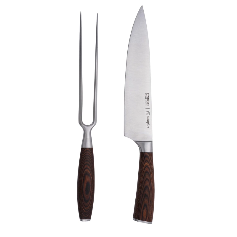 SET PARRILLERO CUCHILLO 21CM Y TENEDOR ACERO INOX TOLEDO SIMPLIT - 1