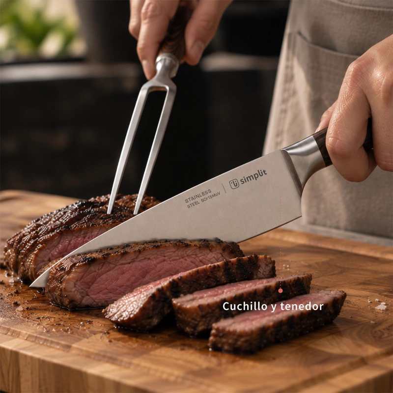SET PARRILLERO CUCHILLO 21CM Y TENEDOR ACERO INOX TOLEDO SIMPLIT - 6