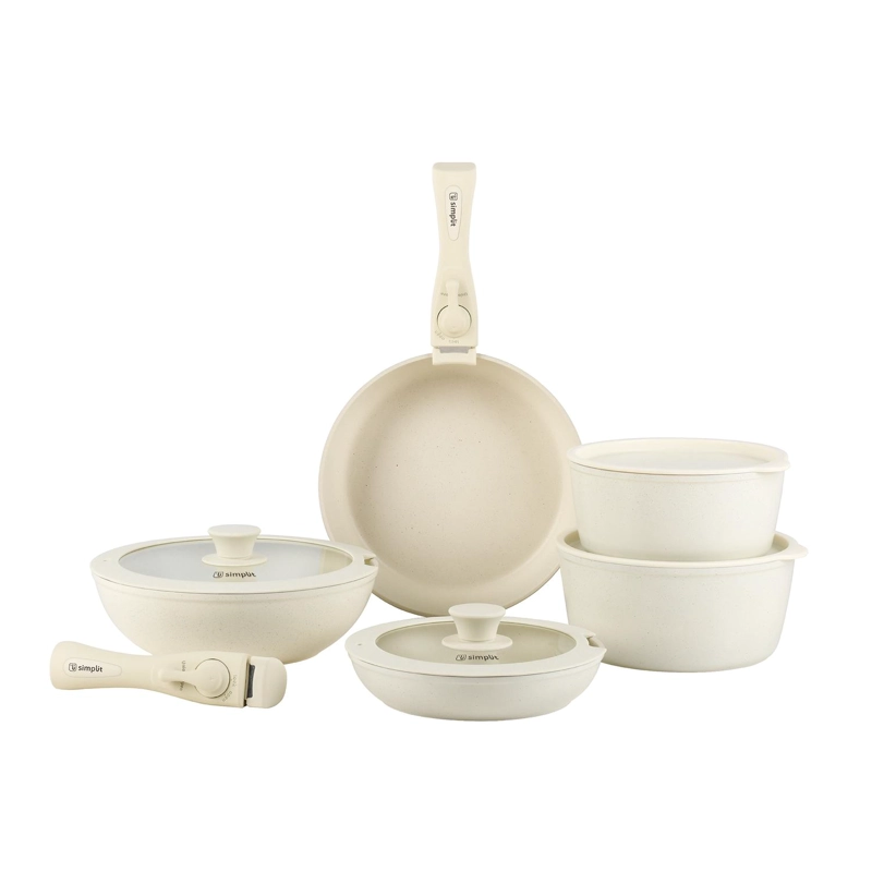 BATERIA DE COCINA ANTIADHERENTE OXFORD BEIGE 15 PCS SIMPLIT - 1
