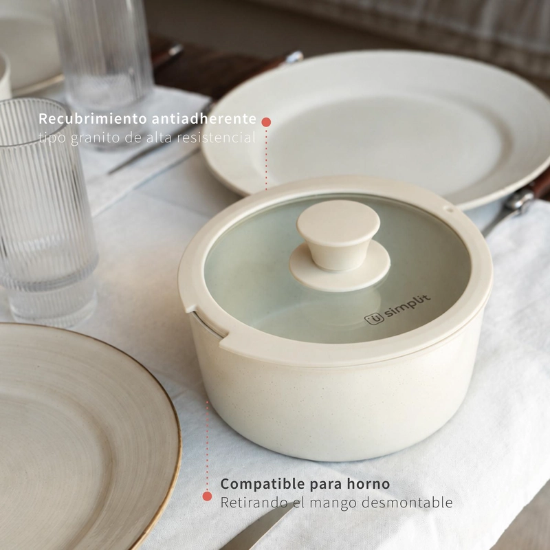 BATERIA DE COCINA ANTIADHERENTE OXFORD BEIGE 15 PCS SIMPLIT - 7