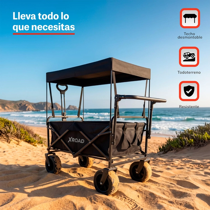 CARRO DE TRANSPORTE CON TECHO 150 KG NEGRO XROAD - 3