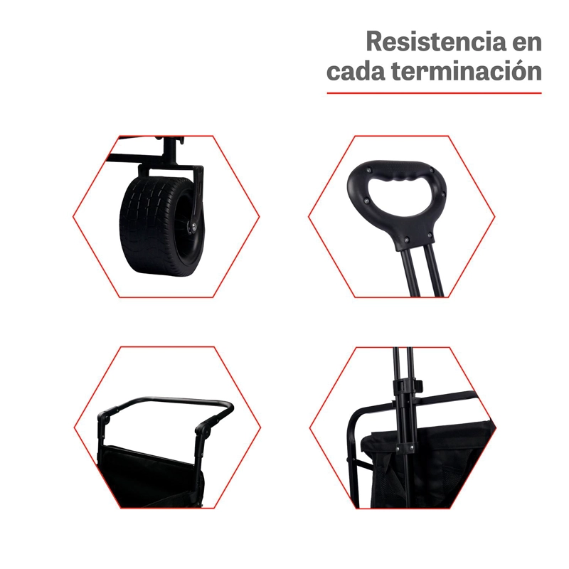 CARRO DE TRANSPORTE CON TECHO 150 KG NEGRO XROAD - 6