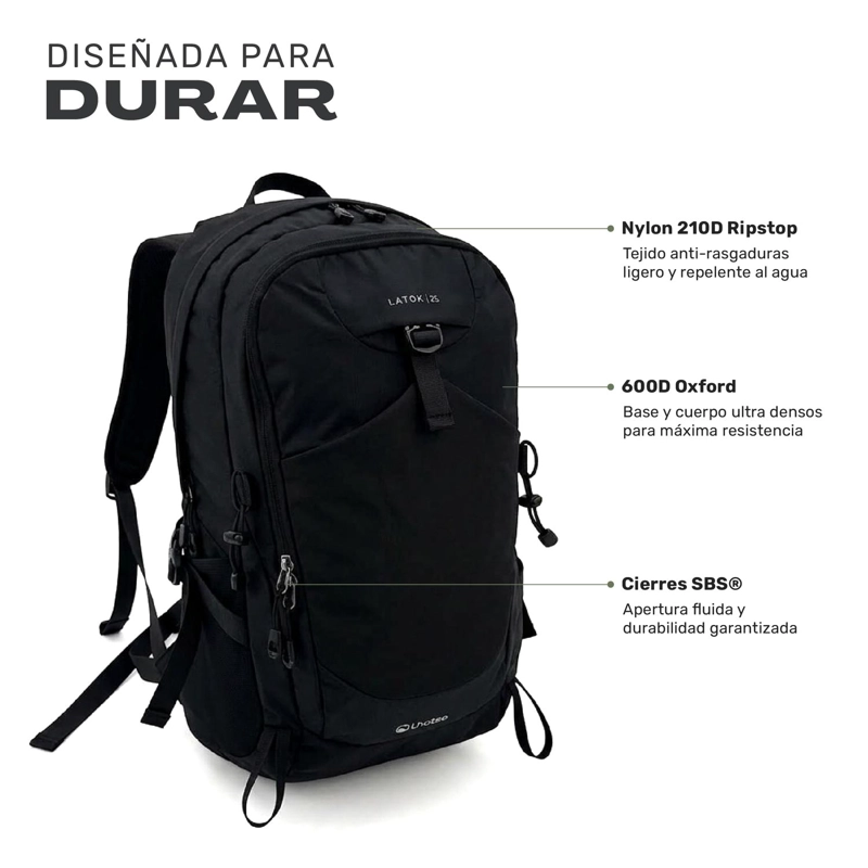 MOCHILA OUTDOOR DAYPACK NYLON RIPSTOP 25L LATOK LHOTSE TAMAÑO TALLA UNICA - 3