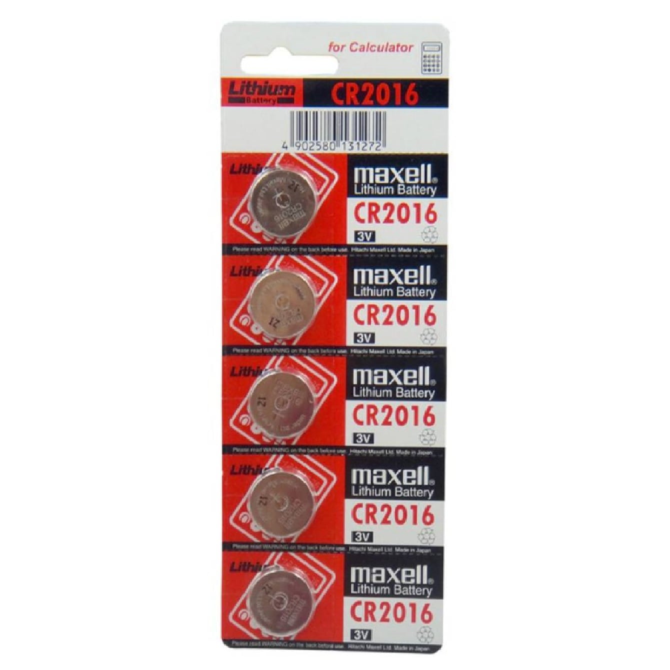 PILAS MAXELL CR2016 TIPO BOTÓN JAPONESA 5 UNIDADES - 1