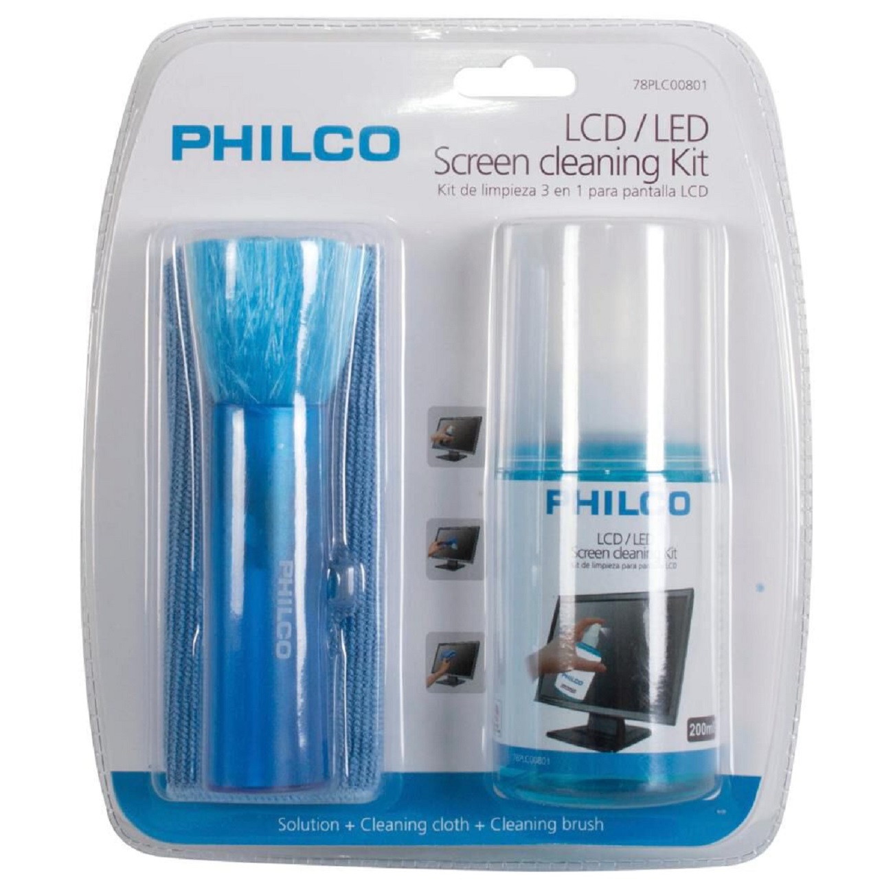 KIT PHILCO 78PLC00801 SET LIMPIA PANTALLAS LIQ NOTEBOOK PC 3EN1 - 1