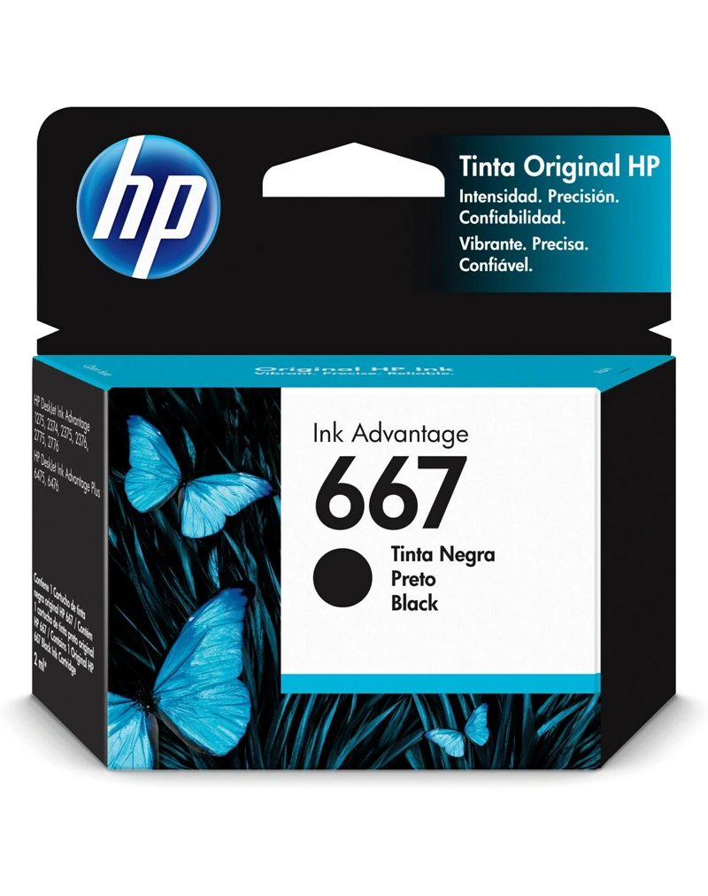CARTUCHO HP TINTA ORIGINAL 667 120 PÁGINAS NEGRO DESKJET PLUS INK ADVANTAGE 6000 ENTRE OTROS 4 CM - 2