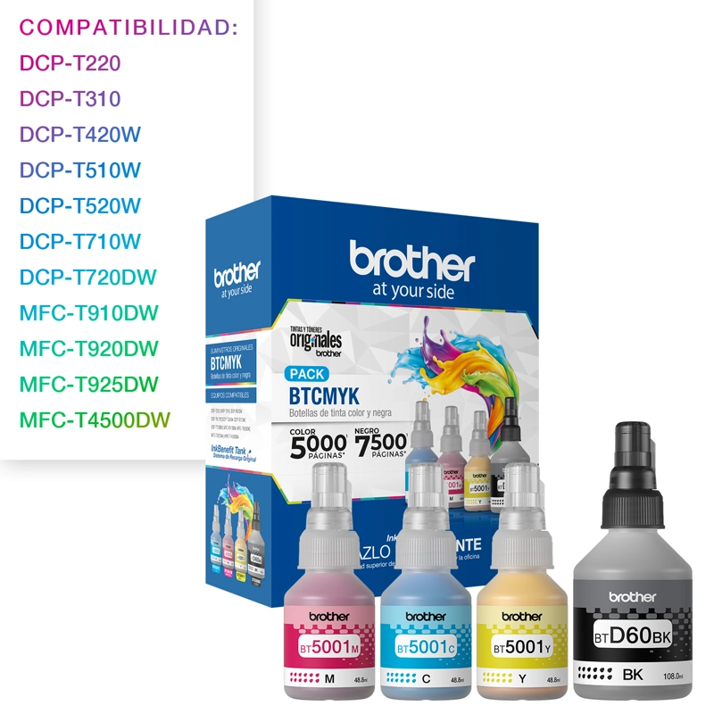 PACK DE TINTAS ORIGINALES BROTHER BT5001 - 3