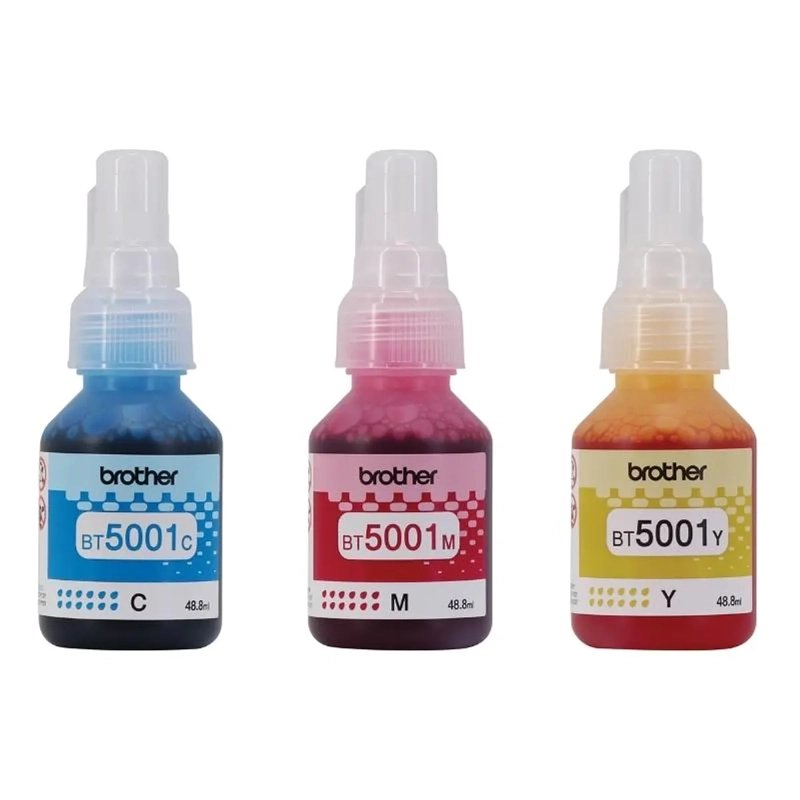 PACK TINTAS ORIGINALES BROTHER BT5001 CIAN MAGENTA AMARILLO - 2