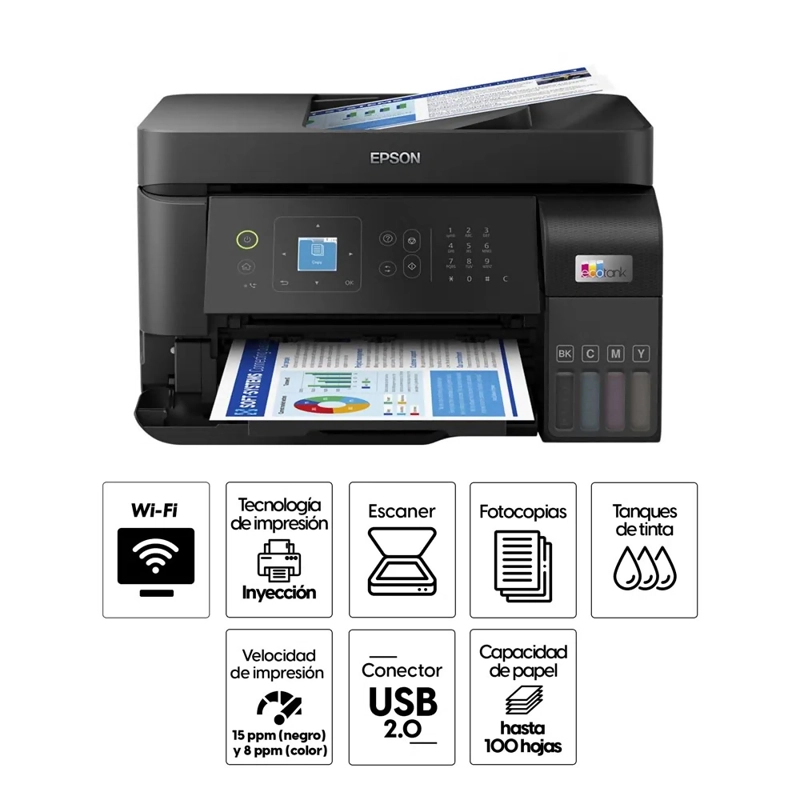 MULTIFUNCIONAL EPSON ECOTANK L5590 33PPM WI-FI USB ETHERNET - 2