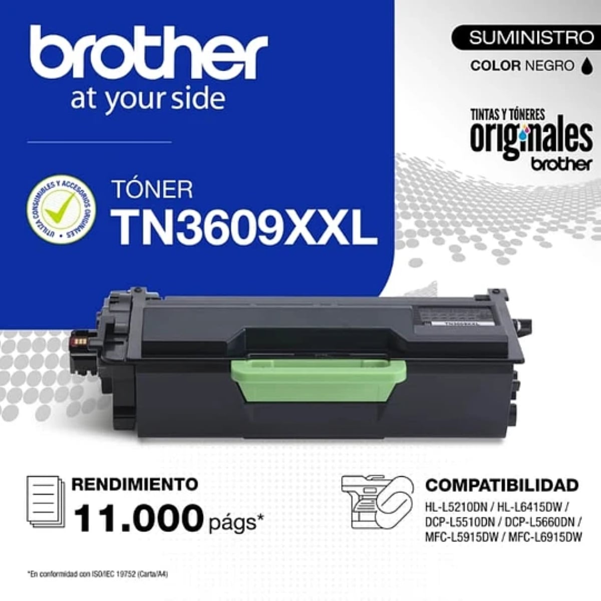 TÓNER BROTHER TN-3609XXL ORIGINAL 11000 PÁGINAS NEGRO - 1