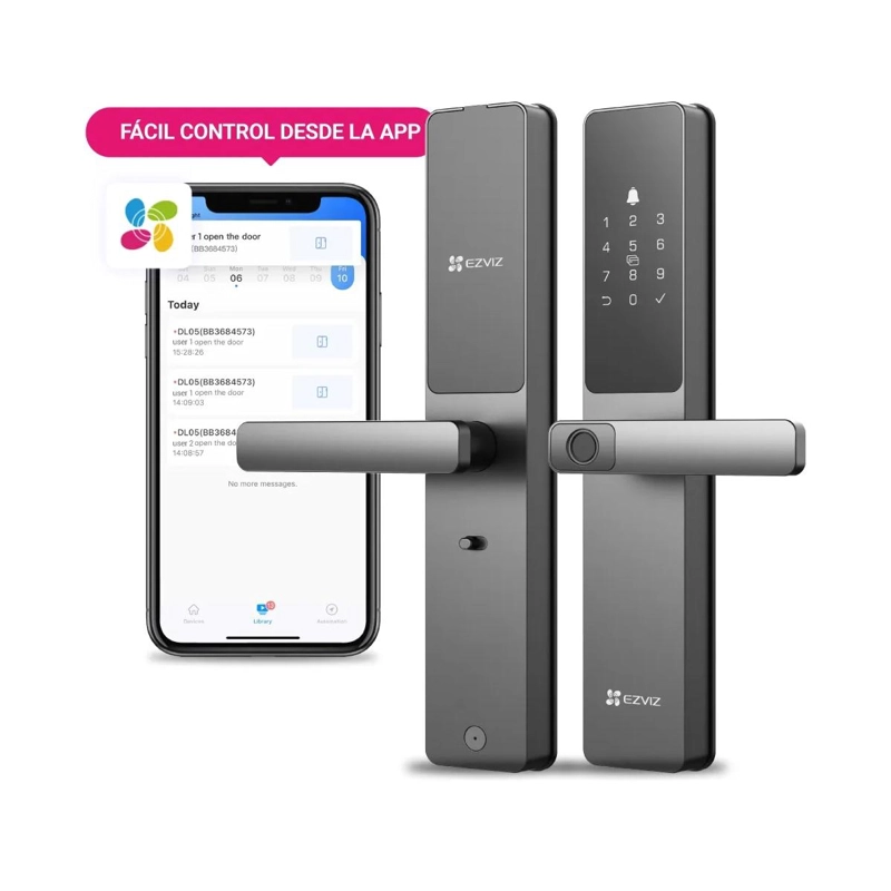 CERRADURA INTELIGENTE EZVIZ DL05 WI-FI HUELLA DIGITAL GRIS BLACK - 2