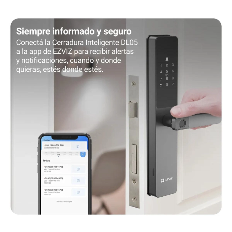 CERRADURA INTELIGENTE EZVIZ DL05 WI-FI HUELLA DIGITAL GRIS BLACK - 5