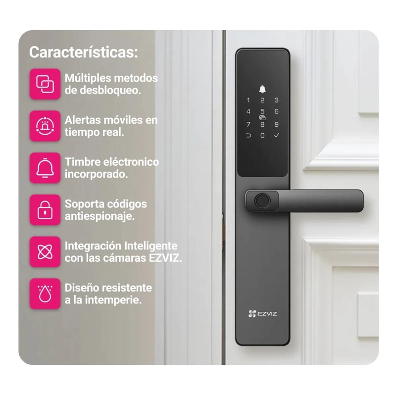 CERRADURA INTELIGENTE EZVIZ DL05 WI-FI HUELLA DIGITAL GRIS BLACK - 6