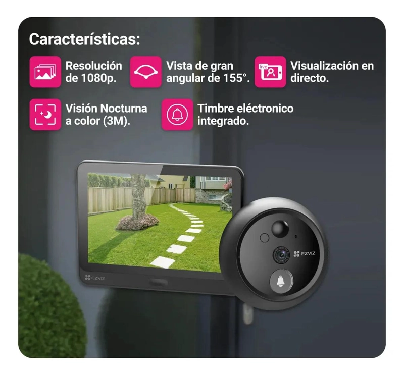 TIMBRE MIRILLA WIFI EZVIZ HP4 GRABA CONTESTAS DESDE APP - 3