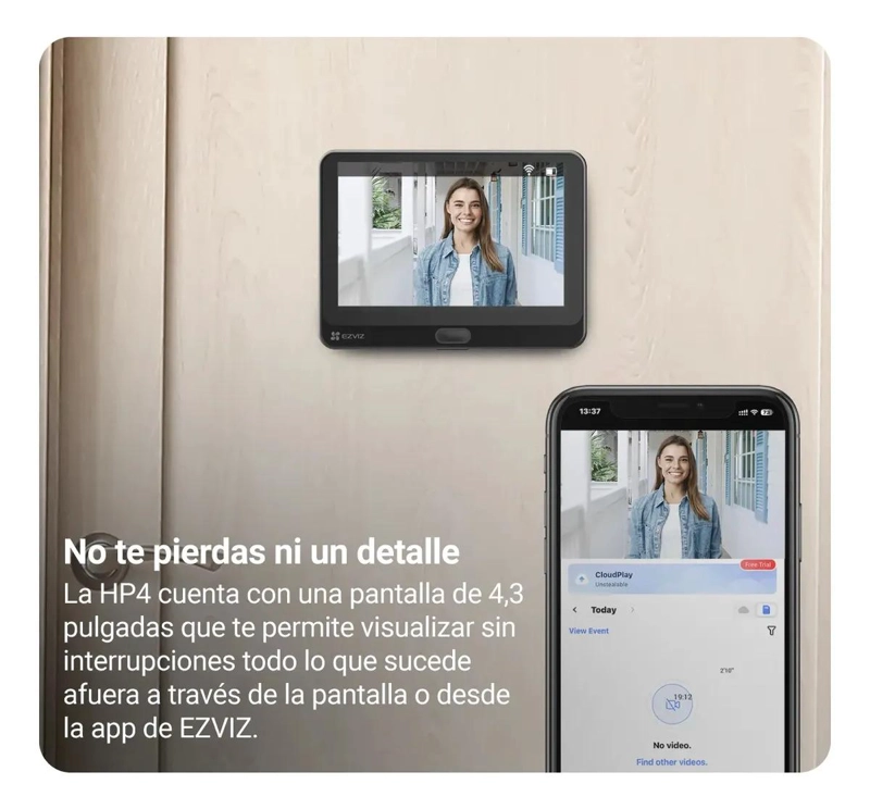 TIMBRE MIRILLA WIFI EZVIZ HP4 GRABA CONTESTAS DESDE APP - 4