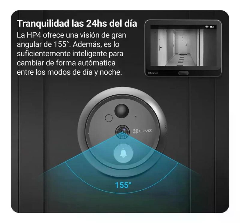TIMBRE MIRILLA WIFI EZVIZ HP4 GRABA CONTESTAS DESDE APP - 5