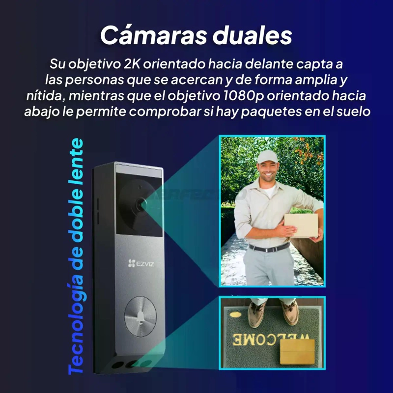 TIMBRE INALAMBRICO DOBLE LENTE 3MP WIFI SOLAR EZVIZ EP3X PRO - 4